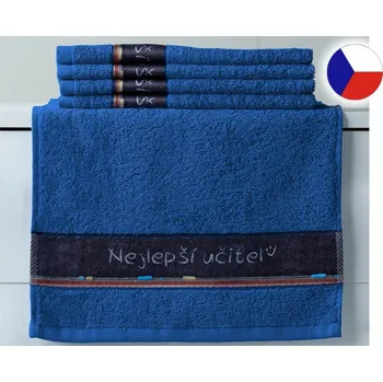 Ručník Malý ručník 30x50 RUJANA 450g "Nejlepší učitel" tmavě modrý