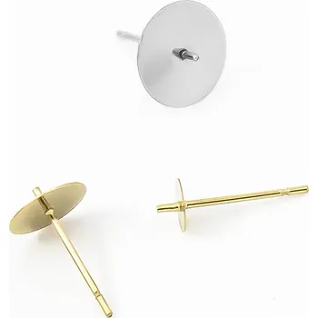 Módní doplněk Ocelové dříky s ploškou - 1ks+B - 10mm / Nerez SL / 1Ks