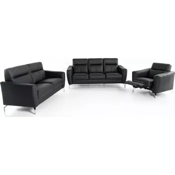 Sedací souprava Kožená sedací souprava Bella 3+2,5+1F, černá