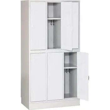 Svařovaná šatní skříň Luis, 6 oddílů, cylindrický zámek, šedá/šedá