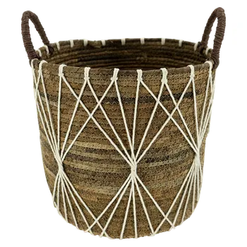 Košík z banánových listů S, banánové listy, přírodní, krémový, ø 25 cm 384391-3