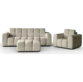 Sedací souprava Sedací souprava Bona 3+1+taburet, béžová (raven 28)