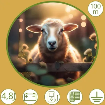 Ohradník Sada na bateriový elektrický ohradník 12V pro ovce 100 m s ohradníkovou sítí a brankou