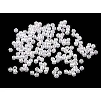 Dětské navlékací korálky Plastové voskové korálky / perly Glance Ø3 mm bílá 10g