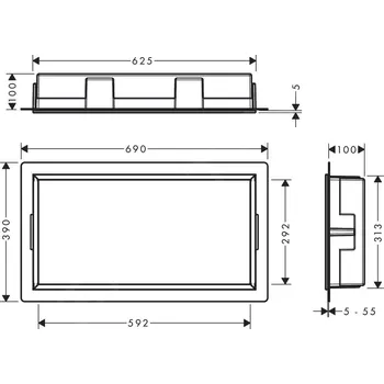 Koupelnový nábytek Hansgrohe XtraStoris Original, výklenek do zdi s rámem, 300x600x100 mm, betonově šedá, HAN-56064380