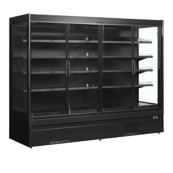 TEFCOLD EXTRA2500 CD – Přístěnná chladicí vitrína, 4-křídlové dveře, šířka 260 cm, černá