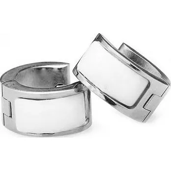 Náušnice Prosperk Náušnice kroužky ocelové bílý kamínek S1903