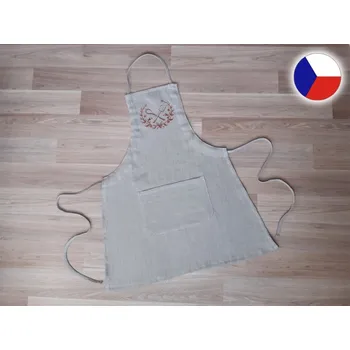 Kuchyňská zástěra Lněná zástěra na vaření s výšivkou Anna