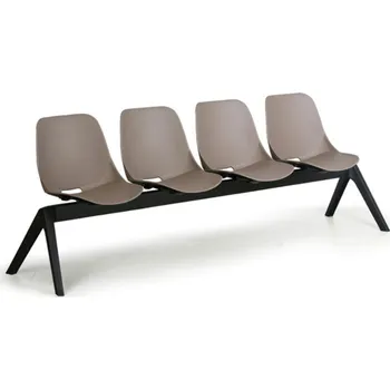 Plastová lavice do čekáren MONOSHELL, 4-sedák, šedá