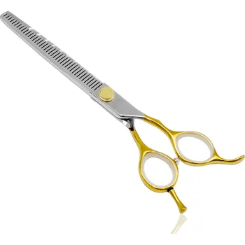 Kadeřnické nůžky TAURO PRO LINE Nůžky TPL Janita Plunge PERFECTION line 7" (18 cm) efilační 40 zubů - zlaté kroužky