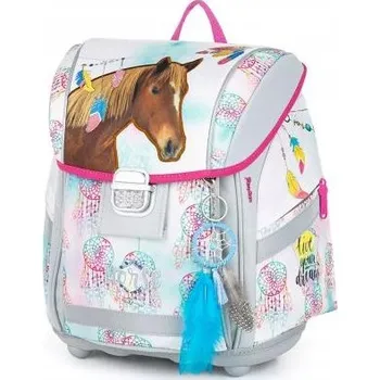 Školní batoh Školní batoh jednokomorový Oxybag, odstíny šedé a stříbrné, růžový, 27 l