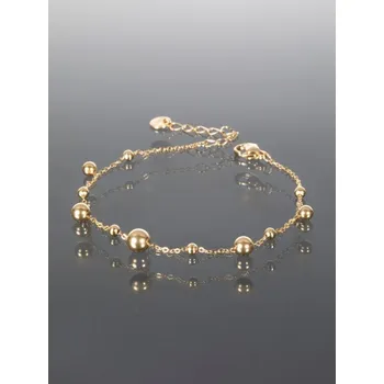 Náramek Prosperk Náramek z chirurgické oceli zlaté barvy s kuličkami S3072