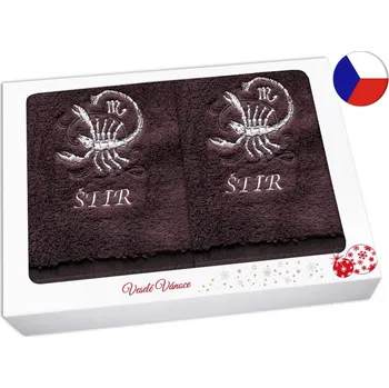 Ručník Vánoční dárková sada ručník + osuška Znamení Štír hnědá/hnědá