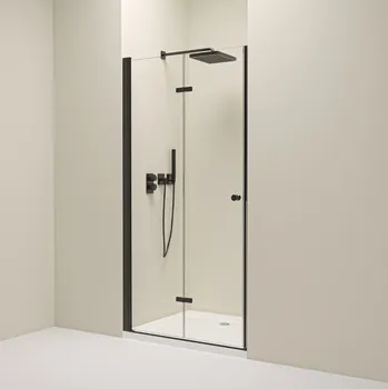 Sprchové dveře Erga Berlin, skládací sprchové dveře do otvoru 120x195 cm, 6mm čiré sklo, černý profil, ERG-V02-BERLIN-D120-BK