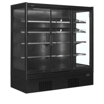 TEFCOLD EXTRA 1875 CD – Přístěnná chladicí vitrína, 3-křídlové dveře, šířka 198 cm, černá