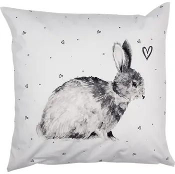 Dekorativní polštářek Černo-bílý povlak na polštář s motivem zajíčka Bunnies in Love – 45x45 cm