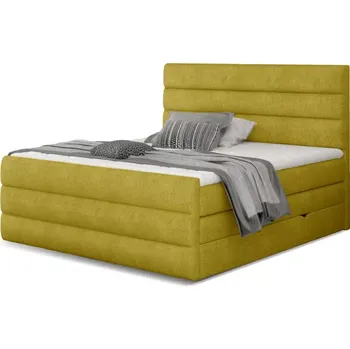 Postel Kontinentální boxspring postel Carmen, žlutá 160x200cm (omega 68/ Cand 08)