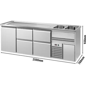 Vinotéka G.Gastro Výčepní pult 2,5 x 0,7 m - 1 dveře se 4 šuplíky 2/5 + 3/5