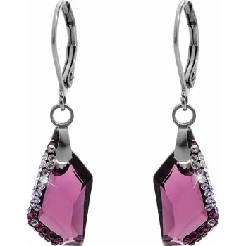 Módní doplněk JSB bijoux s.r.o. Ocelové náušnice klapky malý zdobený lichoběžník Swarovski Amethyst