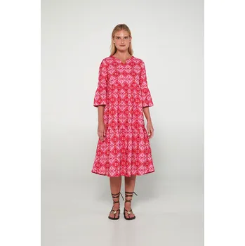 Vamp - Dlouhý vyšívaný kaftan 20452 - Vamp pink begonia xl