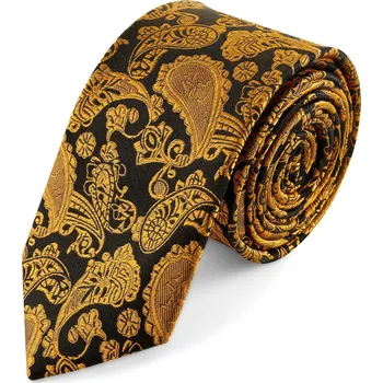 Kravata Zlatohnědá hedvábná kravata se vzorem paisley | 6 cm - Bohemian Revolt