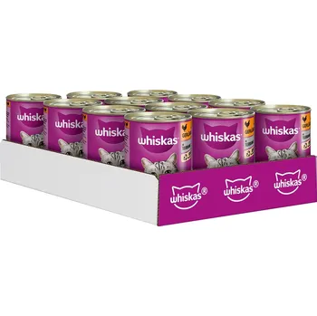 Pro kočku 12ks-12x400g Whiskas 1+ konzerva drůbeží v terině