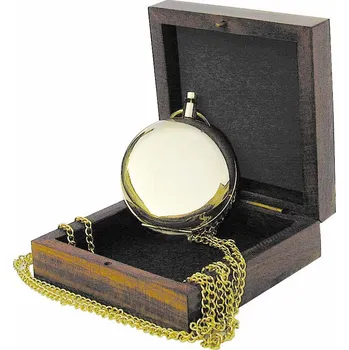 SEA CLUB Kompas do kapsy s řetízkem v dřevěném boxu 5 cm 8240B