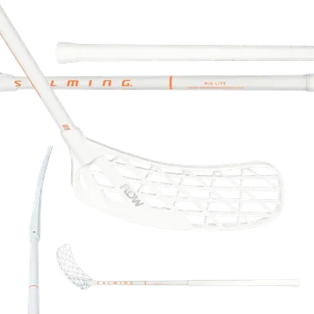 Florbalová hůl SALMING Midlite Flow F29 White/Nectarine 96(107 R) - 96 (107) cm/Pravá ruka dole