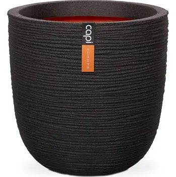 Květináč Capi Europe Květináč kulatý Rib NL, Capi, průměr 43 cm, výška 41 cm, recyklovatelná PE směs, barva black
