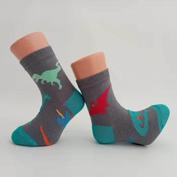Dětské ponožky TREPON SAURUS šedé s dinosaury velikosti ponožek: 22-24 ( EUR vel. 33-37)