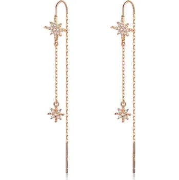 Náušnice For Silver Visací pozlacené náušnice Hvězda - Stříbro 925