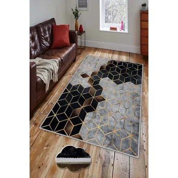 Bytový textil ASIR Koberec (160 x 230) HMNT773 šedý a černý geometrický vzor
