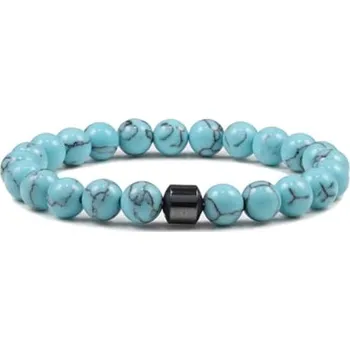 Náramek Flor de Cristal Náramek z pravých kamenů Tyrkys světlý a Hematit