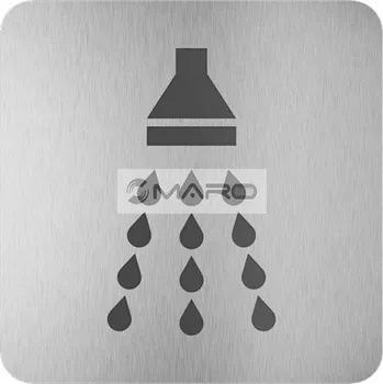 Domovní číslo Sanela Piktogram Sprcha SLZN 44R, 120 x 120 mm, matný nerez, 95446