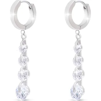 Náušnice biju Visací náušnice z chirurgické oceli se zirkonovou kaskádou 3228 Stříbrná