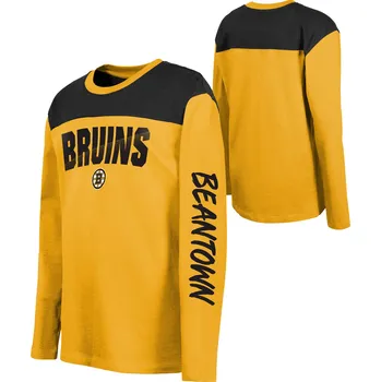 Chlapecké tričko Outerstuff Dětské tričko Boston Bruins NHL Unbeaten Run Ls Crew Nk Tee Velikost: Dětské L (13 - 14 let)