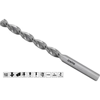 Vrták Ruko 258095 - Vrták do kovu pr. 9,5 mm délka 125/81 mm válcová stopka, středně dlouhý TL 3000 vybrušovaný, HSS