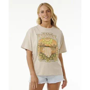 Pánská móda Tričko Rip Curl SLOW DOWN HERITAGE TEE Natural velikost S