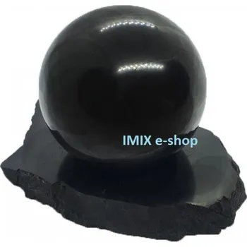 Sada šungitová koule 7 cm s leštěným podstavcem