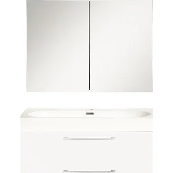 Koupelnový nábytek Souprava koupelnového nábytku lesklá bílá 80x57 cm vč. zrcadlové skříňky