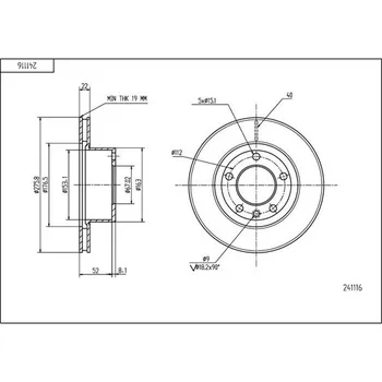 Brzdový kotouč Brzdový kotouč HART 241 116