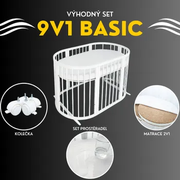Dětská postýlka Akční set postýlka Royal Sleep 9v1 BASIC