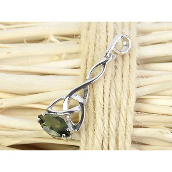 Přívěsek Vltavín přívěsek proplétaný standard brus Ag 925/1000 + Rh