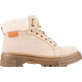 Dámská treková obuv Béžové dámské kotníkové boty s kožešinou GD-TL33BE Velikost: 37
