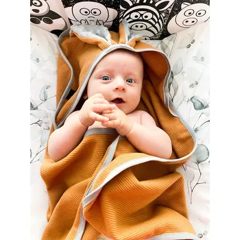 Kulišárny Osuška s kapucí wafle MUSTARD 80x80cm