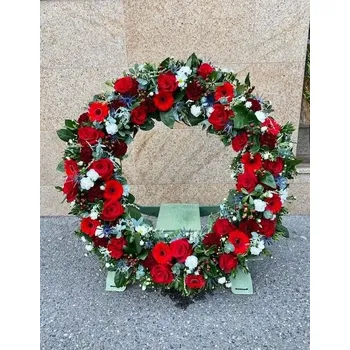Smuteční dekorace Smuteční věnec Premium červený Smuteční věnec 60cm - rozvoz Praha