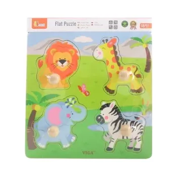 Dřevěná hračka Viga vkládačka safari 4 vkládací tvary