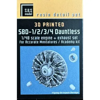 Plastikový model S.B.S model 1/48 SBD-1/2/2/3/4 Dauntless Engine & Exhaust set