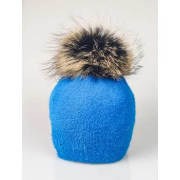 Čepice Dámská čepice z alpaky ELL s bambulí modrá, VELIKOST UNI