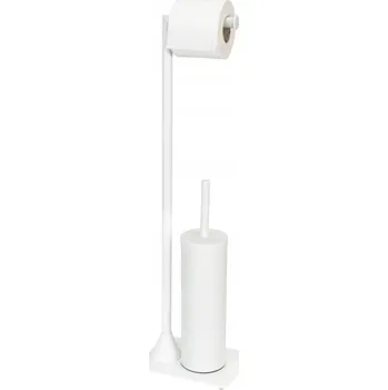 WC štětka STOJAN NA WC ŠTĚTKU A TOALETNÍ PAPÍR 2V1 KOVOVÝ BÍLÝ WENKO